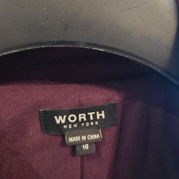 WORTH NEW YORK - Burgundy zippered belted blazer - Size 10 - Picture 7 of 8